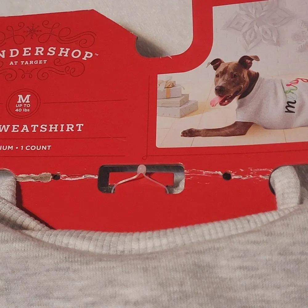 Wondershop Christmas Sweatshirt Merry in Embroidered Script Dogs Medium New OOS
